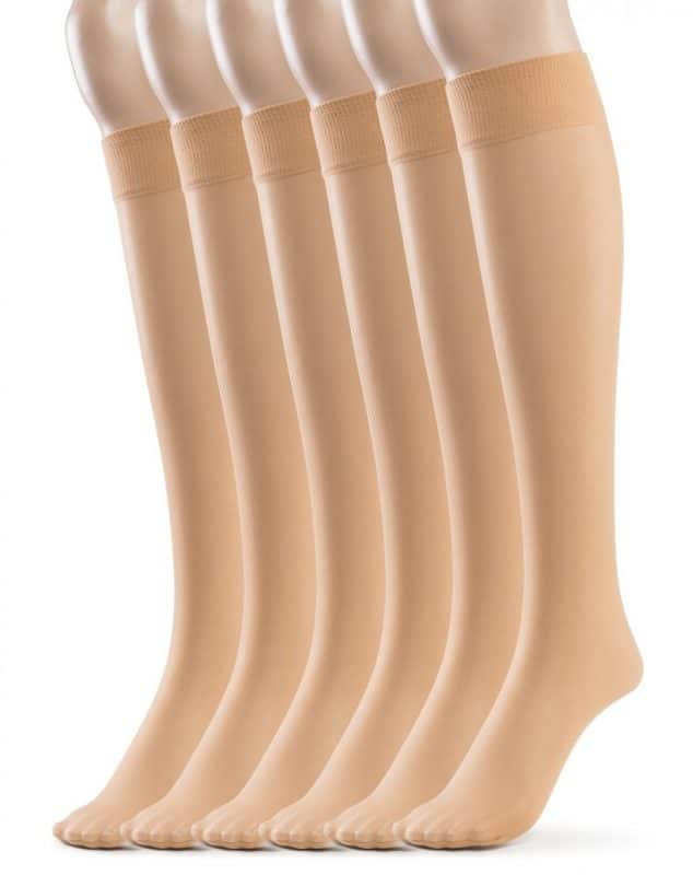 Women's Sheer Knee High Socks- 6 Pairs