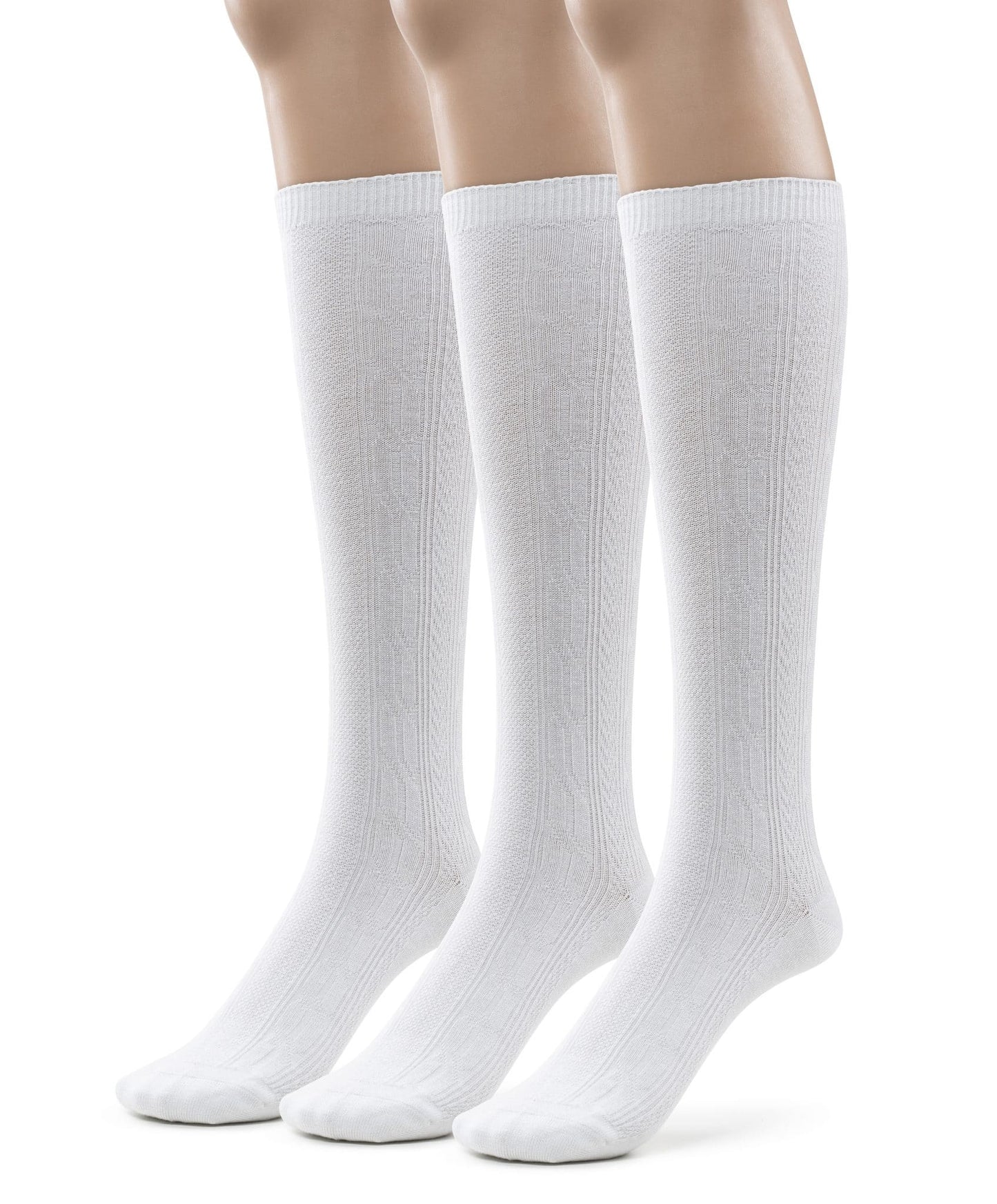 Girls Bamboo Cabled Knee High School Socks- 3 Pairs