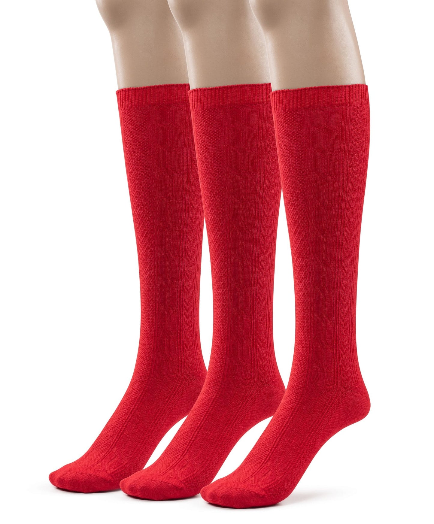 Girls Bamboo Cabled Knee High School Socks- 3 Pairs