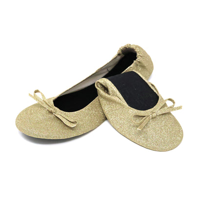 PRE-ORDER Foldable Flats Slipper Shoe | 20 Pairs of Sparkle Gold Flats