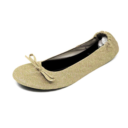 Foldable Flats Slipper Shoe | 20 Pairs of Sparkle Gold Flats