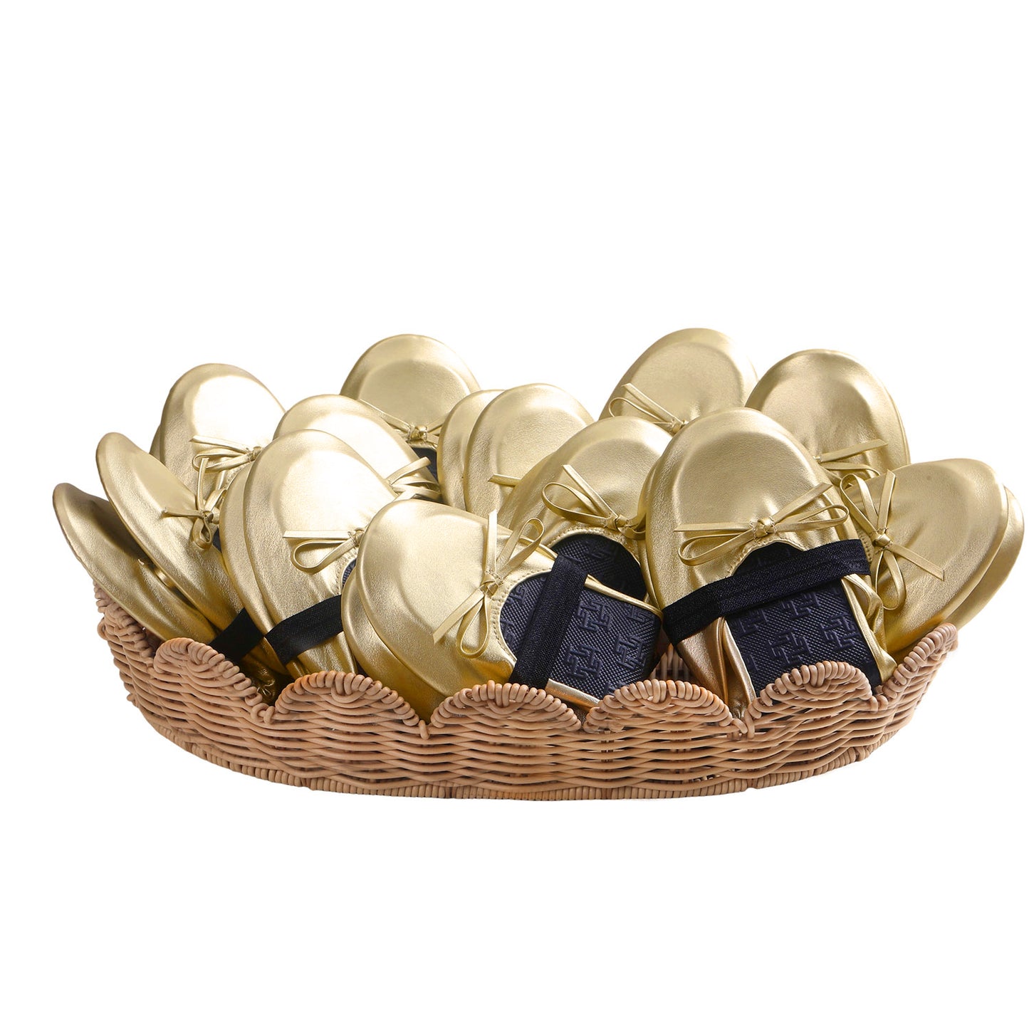 Foldable Flats Slipper Shoe | 20 Pairs of Gold Flats