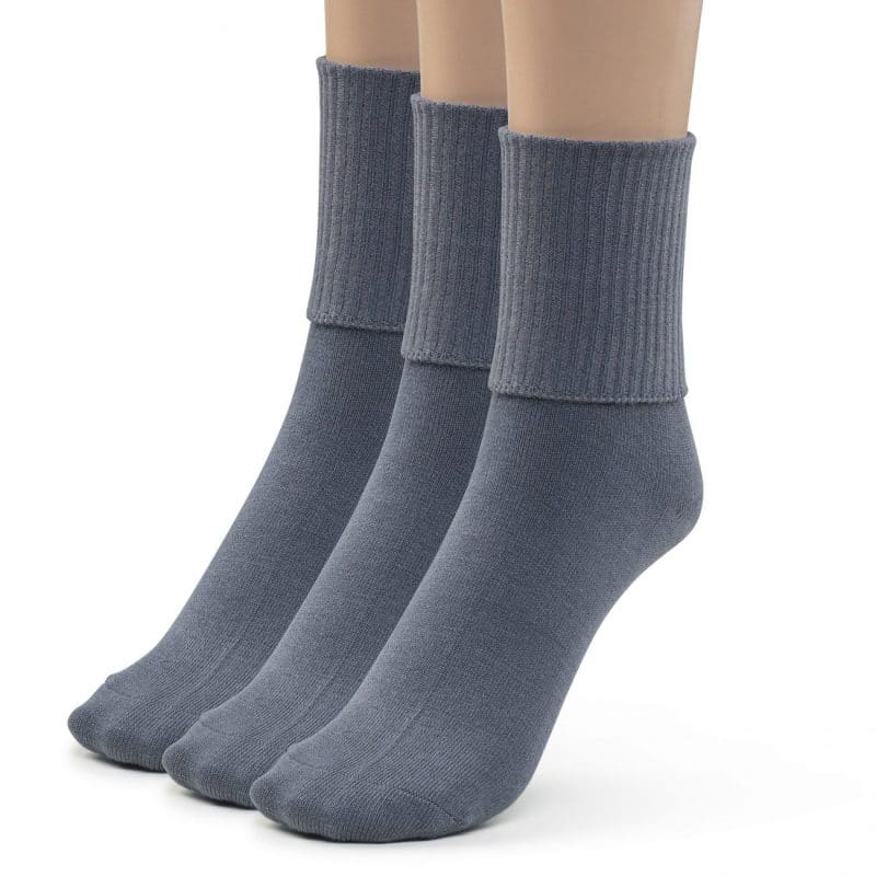 Girls Boys Turn Cuff Bamboo Casual Socks, Triple Roll Dress Crew Socks