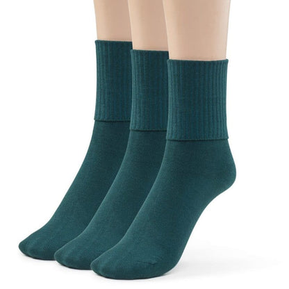 Girls Boys Turn Cuff Bamboo Casual Socks, Triple Roll Dress Crew Socks