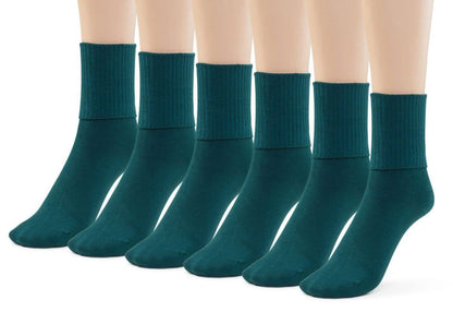 Girls Boys Turn Cuff Bamboo Casual Socks, Triple Roll Dress Crew Socks