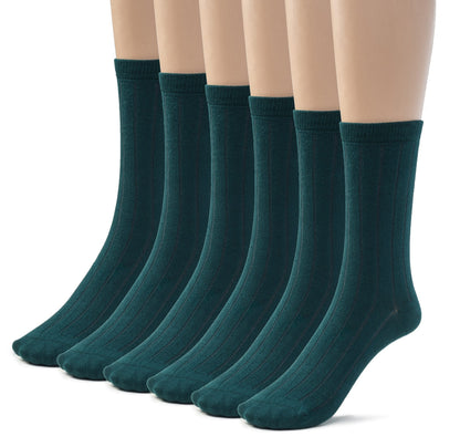 Kids Girls Boys Bamboo Ribbed Crew School Socks