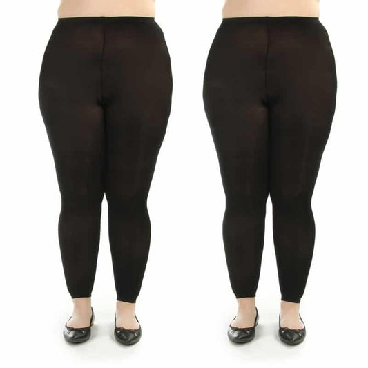 Women's Plus Size Footless Tights | Opaque Microfiber Plus Size Tights