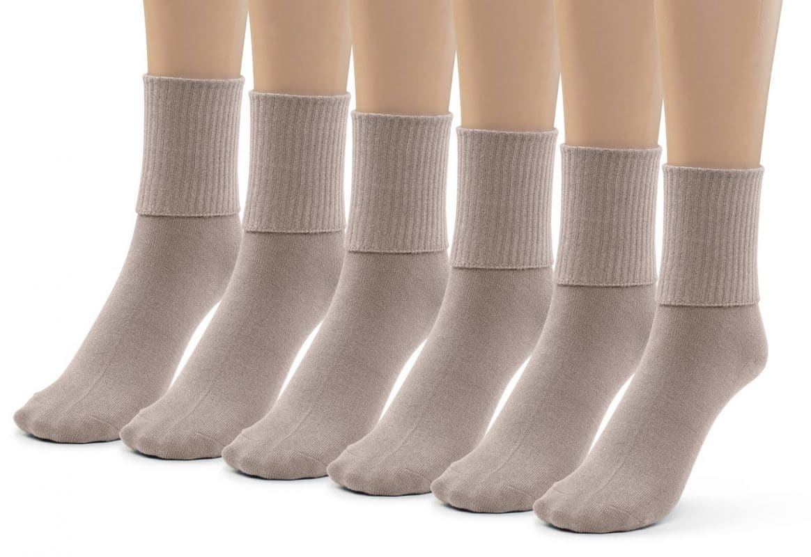 Girls Boys Turn Cuff Bamboo Casual Socks, Triple Roll Dress Crew Socks