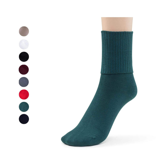 Girls Boys Turn Cuff Bamboo Casual Socks, Triple Roll Dress Crew Socks