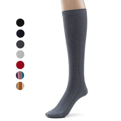 Girls Bamboo Cabled Knee High School Socks- 3 Pairs