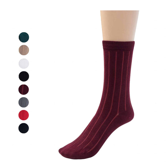 Kids Girls Boys Bamboo Ribbed Crew School Socks