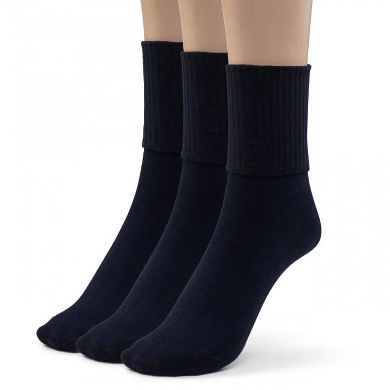 Girls Boys Turn Cuff Bamboo Casual Socks, Triple Roll Dress Crew Socks