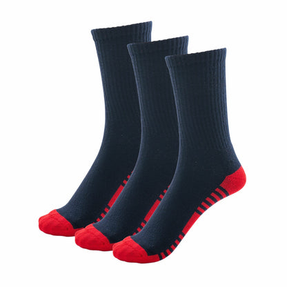 Boys Bamboo Crew Cushioned Athletic Socks with Seamless Toe- 3 Pairs