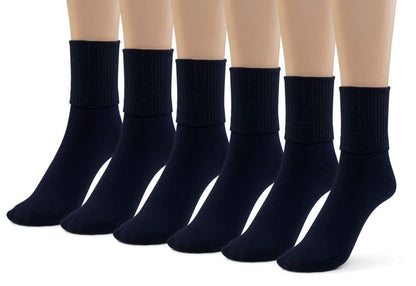 Girls Boys Turn Cuff Bamboo Casual Socks, Triple Roll Dress Crew Socks