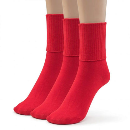 Girls Boys Turn Cuff Bamboo Casual Socks, Triple Roll Dress Crew Socks