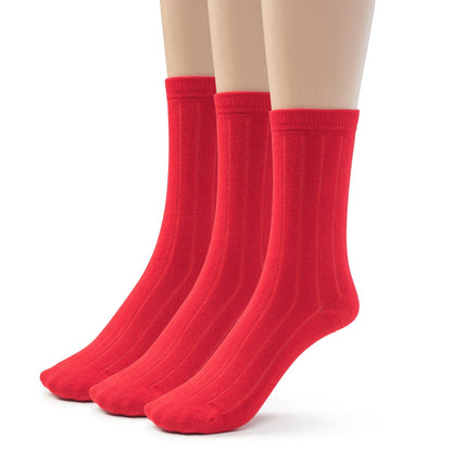 Kids Girls Boys Bamboo Ribbed Crew School Socks