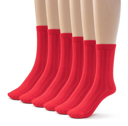 Kids Girls Boys Bamboo Ribbed Crew School Socks