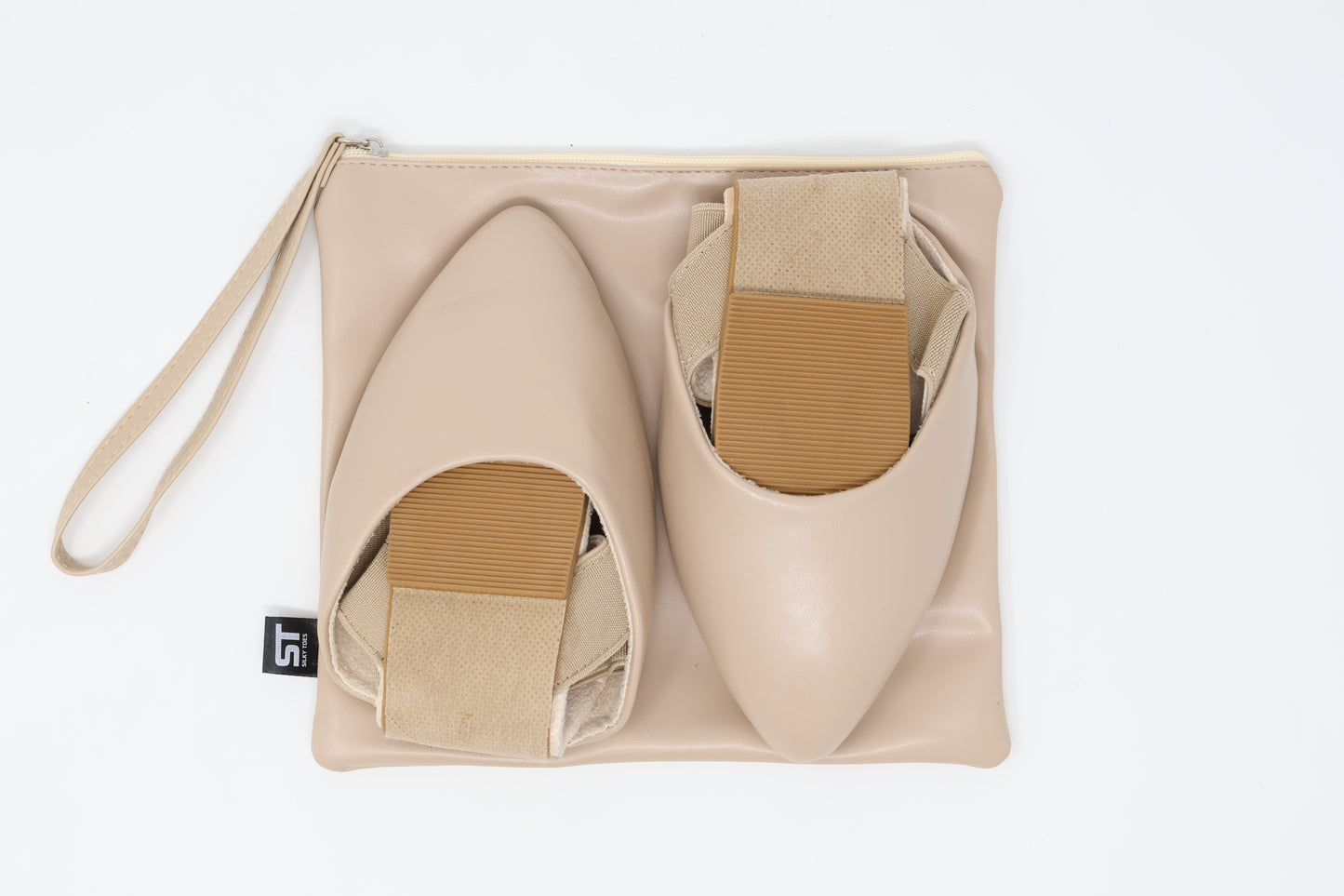 Silky Toes Foldable Flats for Women Dress Ankle Strap Shoes with Purse