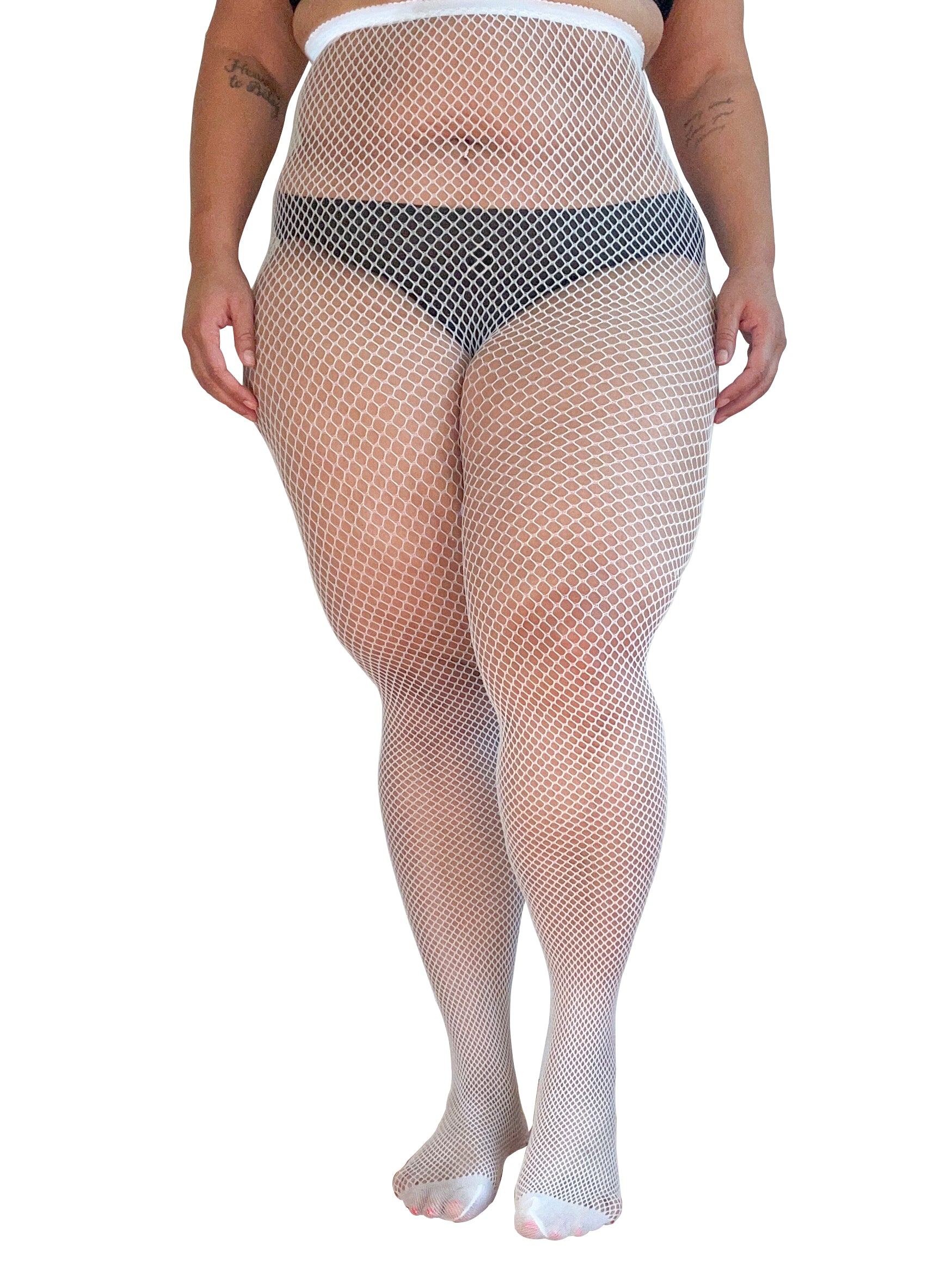 Plus Size Durable Fishnet Stockings, Black High Waisted Fishnets Tights for  Women