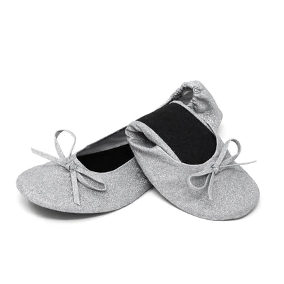 PRE-ORDER Foldable Flats Slipper Shoe | 20 Pairs of Sparkle Silver Flats