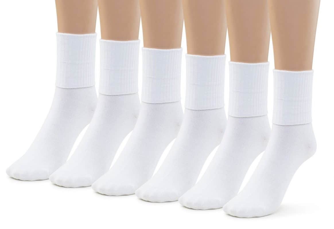 Girls Boys Turn Cuff Bamboo Casual Socks, Triple Roll Dress Crew Socks