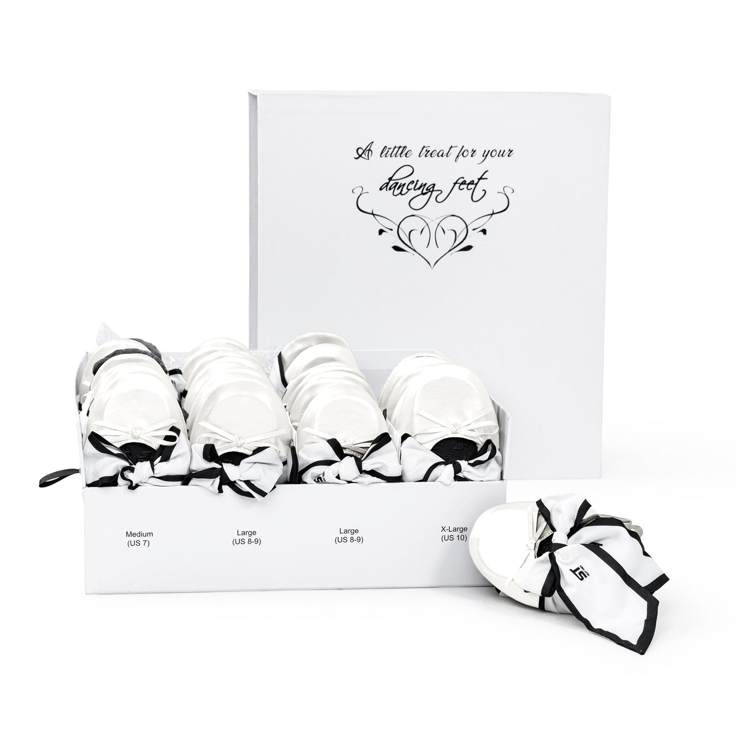 Foldable Flats Party Box | 20 Pairs of White Flats in White Display Box