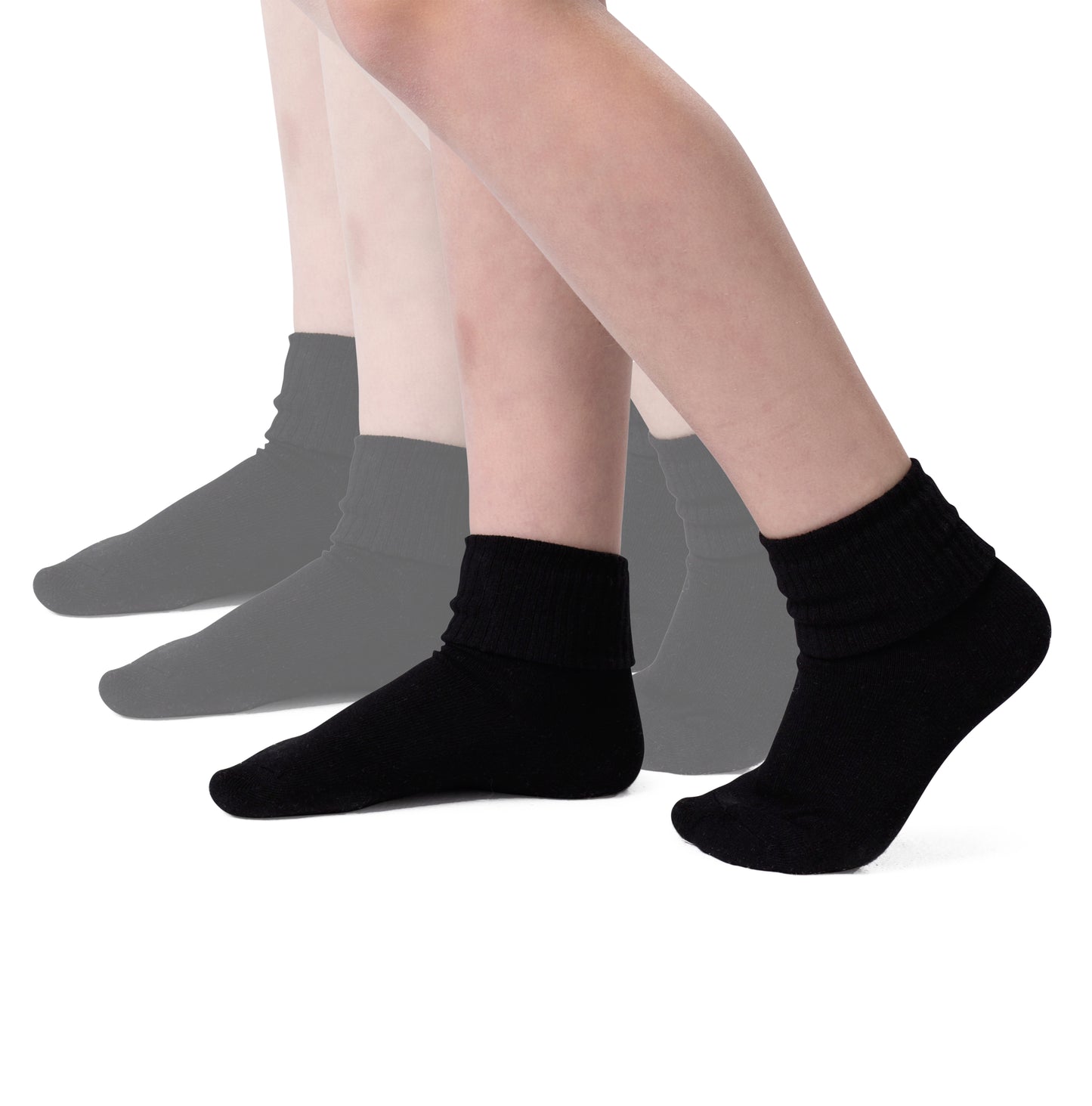 Girls Boys Turn Cuff Bamboo Casual Socks, Triple Roll Dress Crew Socks