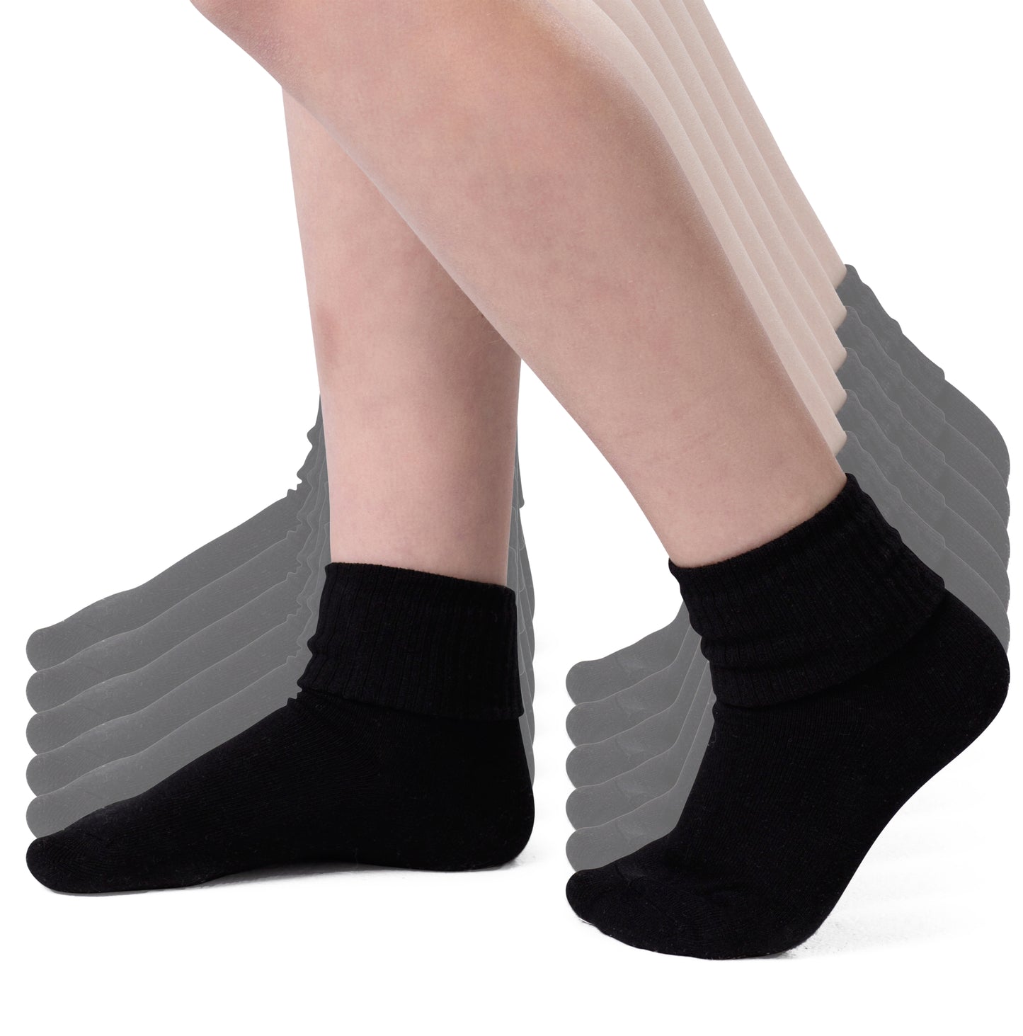 Girls Boys Turn Cuff Bamboo Casual Socks, Triple Roll Dress Crew Socks