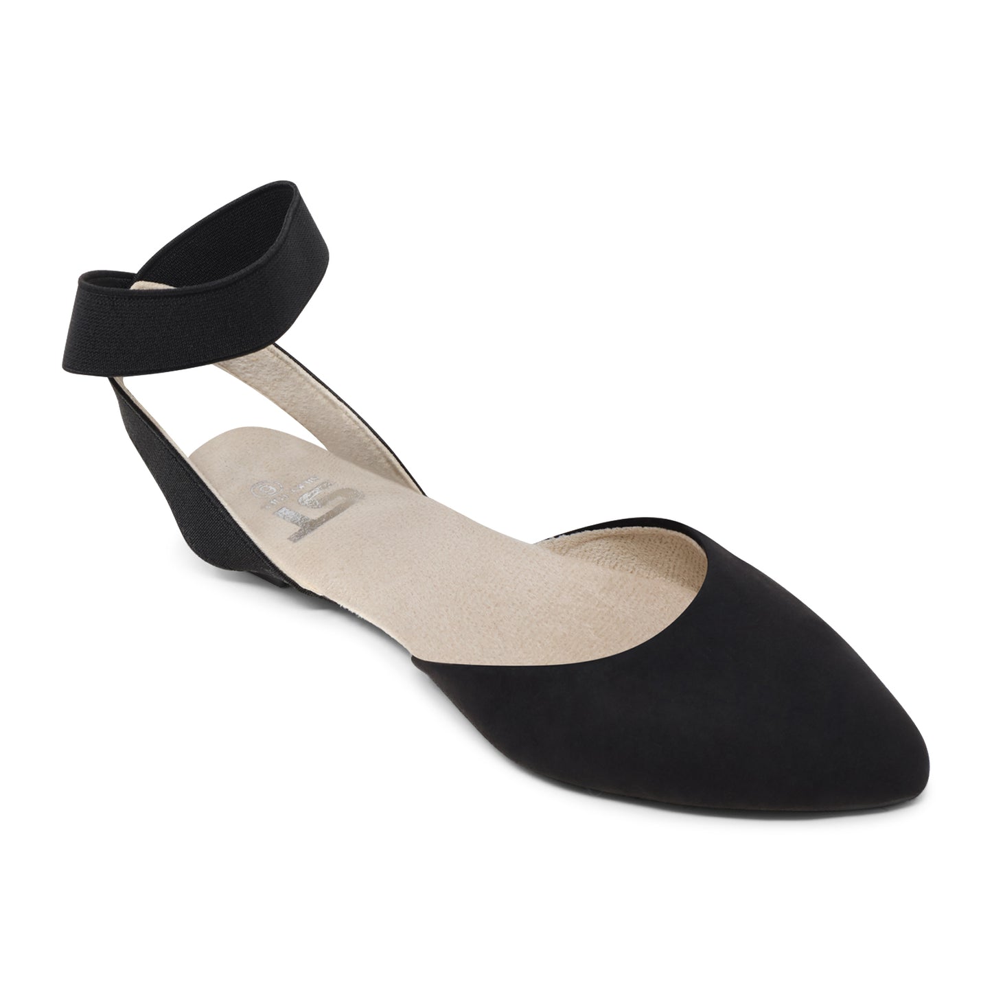 Silky Toes Foldable Flats for Women Dress Ankle Strap Shoes with Purse Black Suede