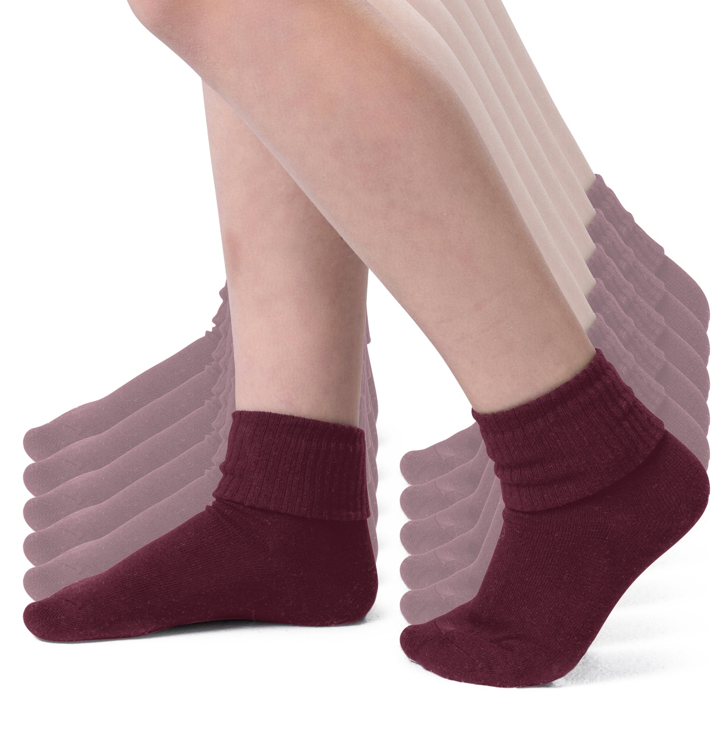Girls Boys Turn Cuff Bamboo Casual Socks, Triple Roll Dress Crew Socks