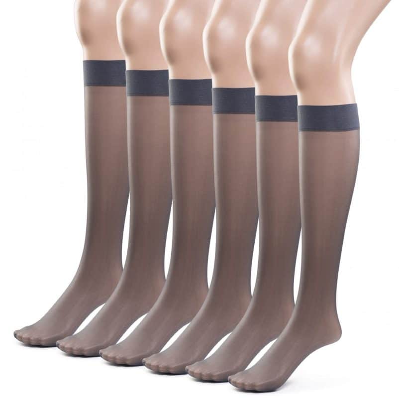 Women's Sheer Knee High Socks- 6 Pairs