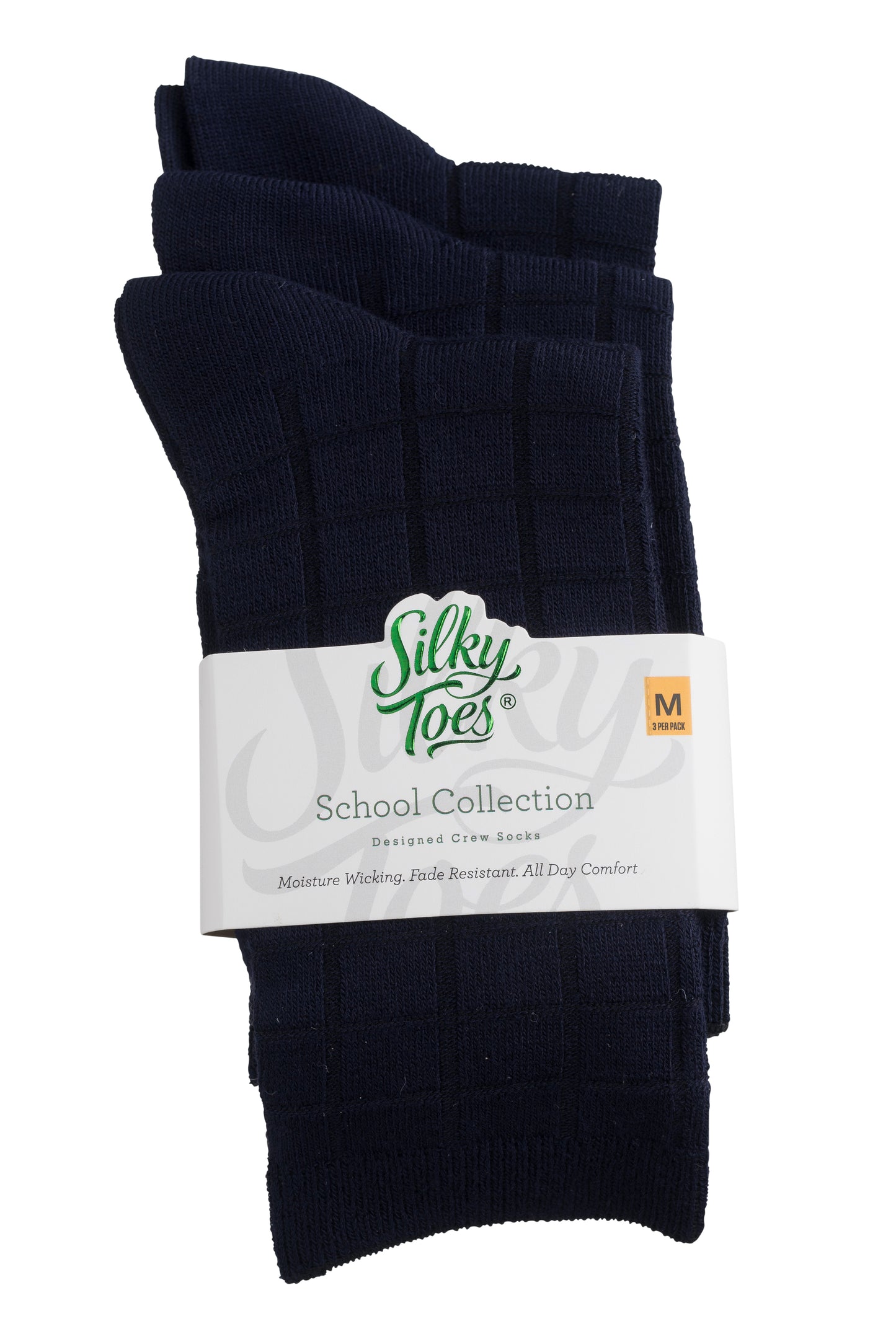 Kids Bamboo Textured Crew School Socks