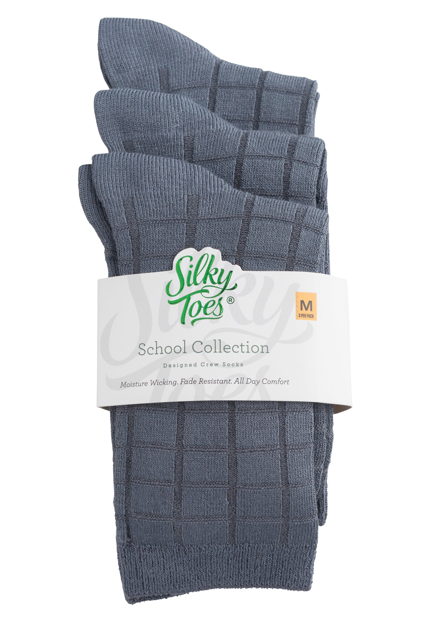 Kids Bamboo Textured Crew School Socks
