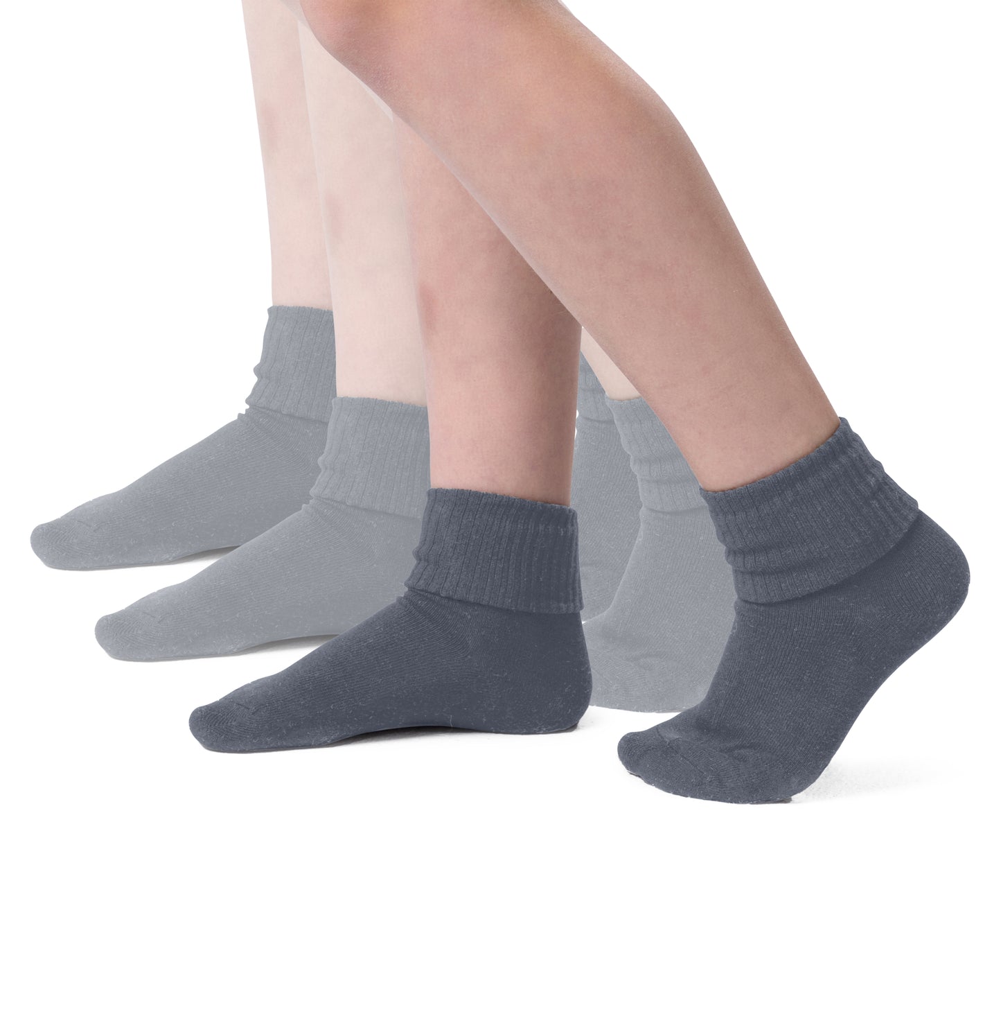 Girls Boys Turn Cuff Bamboo Casual Socks, Triple Roll Dress Crew Socks