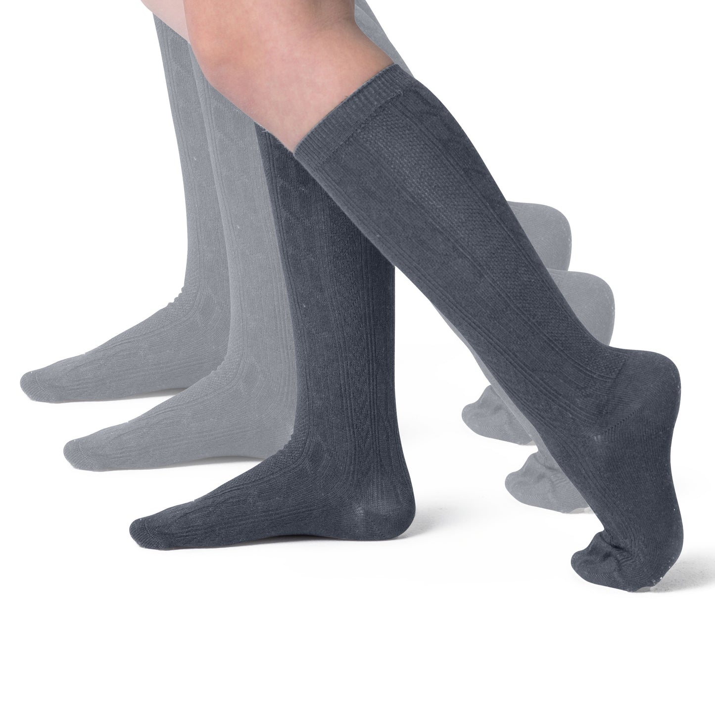 Girls Bamboo Cabled Knee High School Socks- 3 Pairs