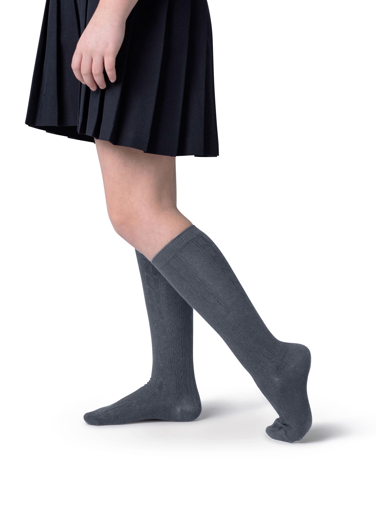 Girls Bamboo Cabled Knee High School Socks- 3 Pairs