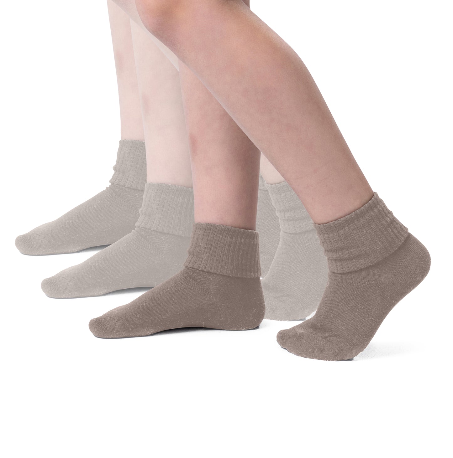 Girls Boys Turn Cuff Bamboo Casual Socks, Triple Roll Dress Crew Socks