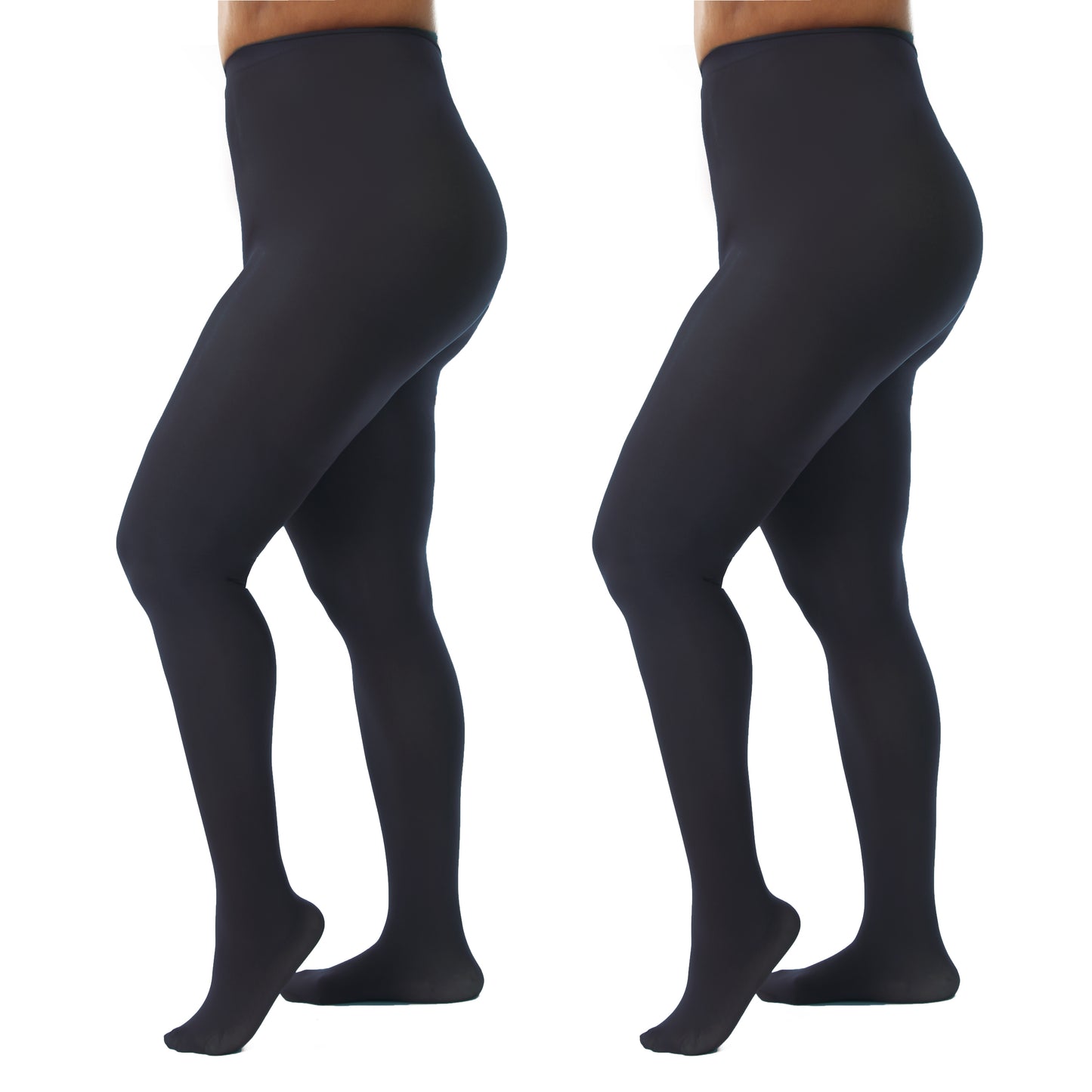 Women's Opaque Plus Size Tights 60 Denier Nylons - 2 Pairs