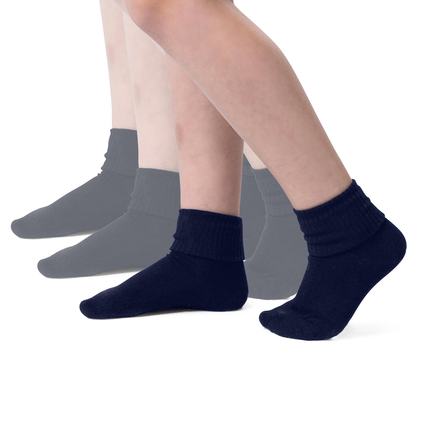 Girls Boys Turn Cuff Bamboo Casual Socks, Triple Roll Dress Crew Socks