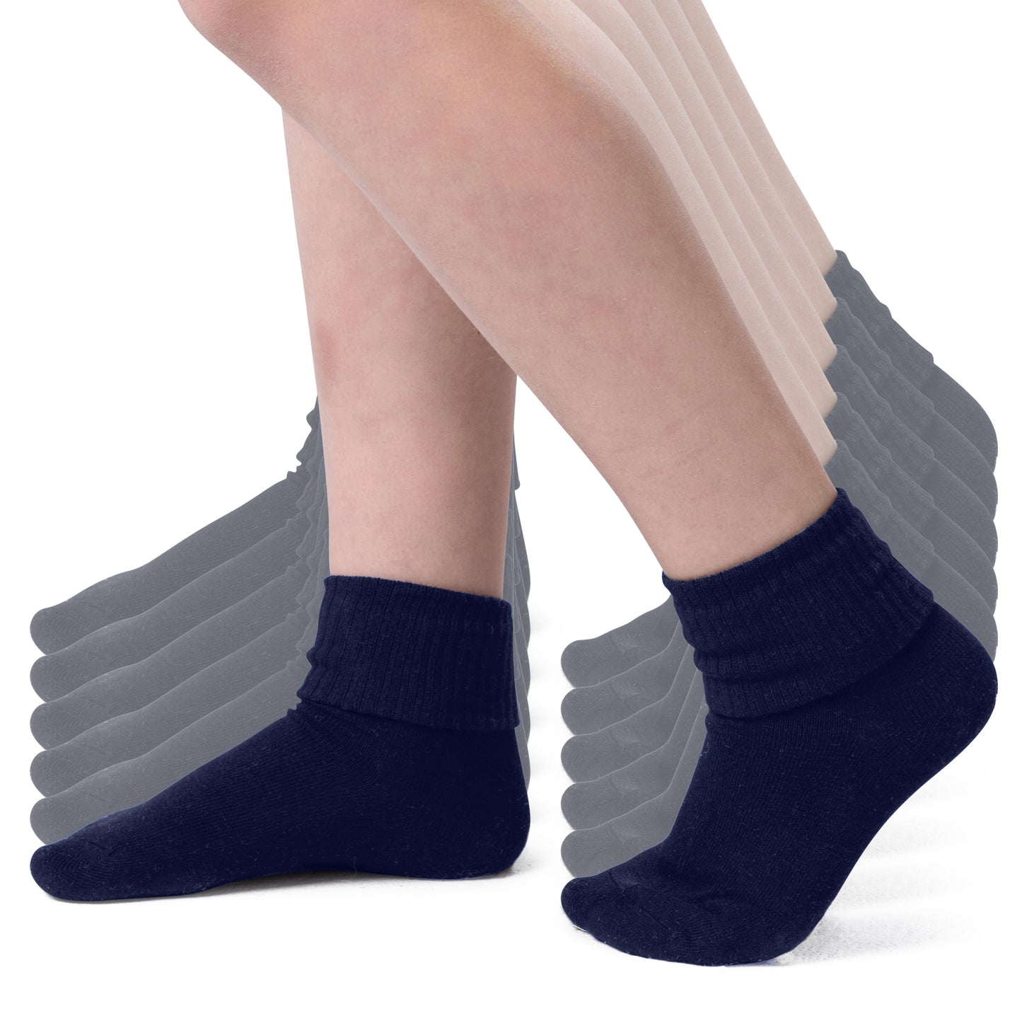 Girls Boys Turn Cuff Bamboo Casual Socks, Triple Roll Dress Crew Socks