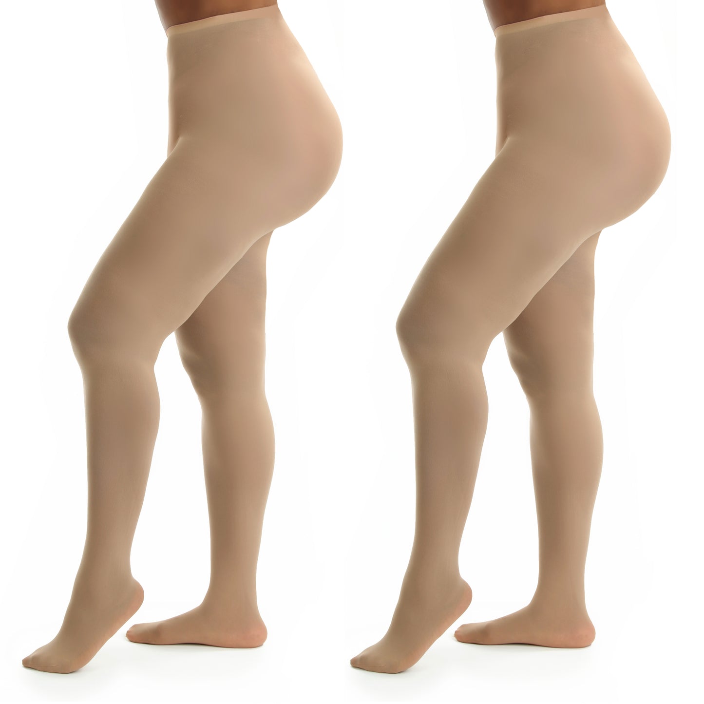 Women's Opaque Plus Size Tights 60 Denier Nylons - 2 Pairs