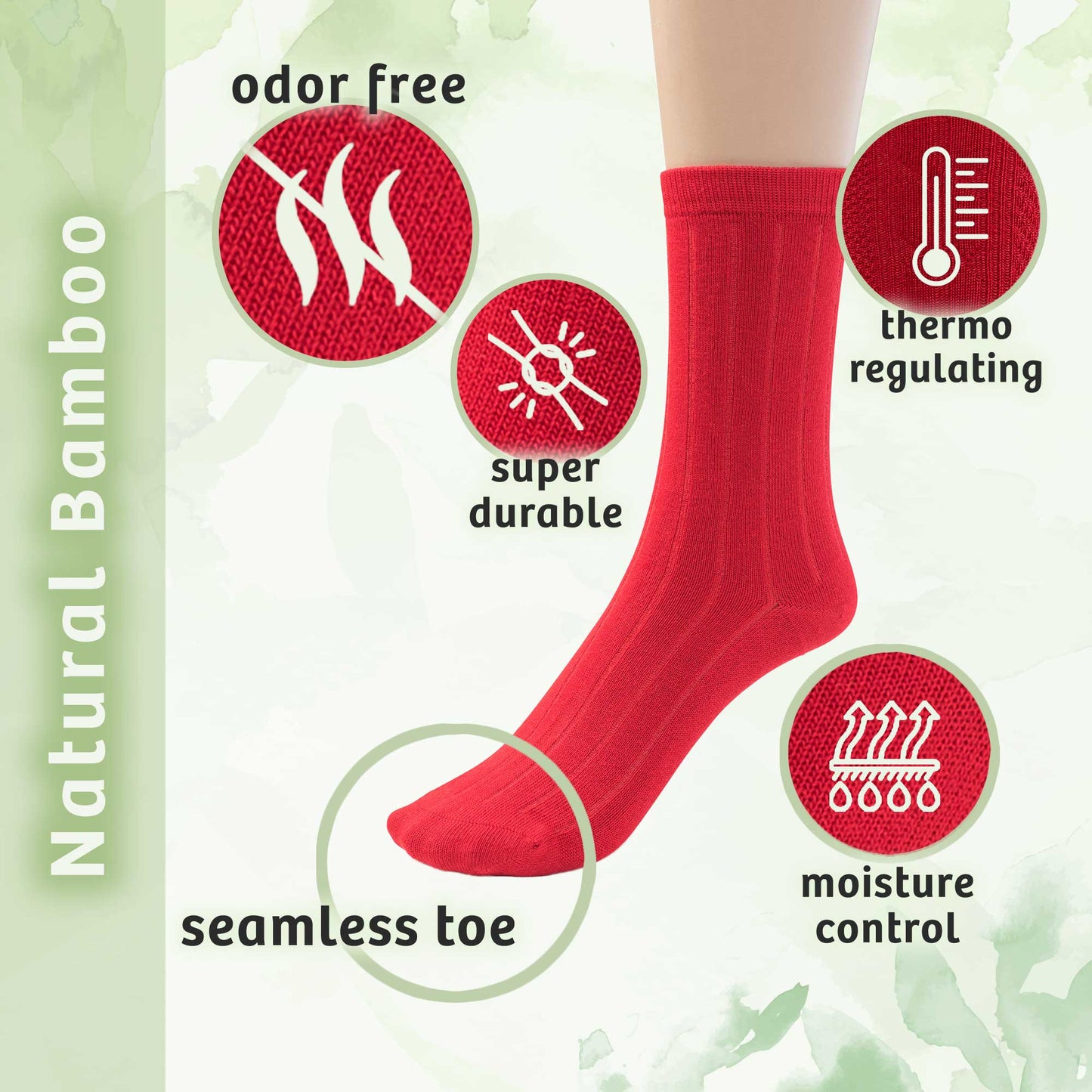 Kids Girls Boys Bamboo Ribbed Crew School Socks