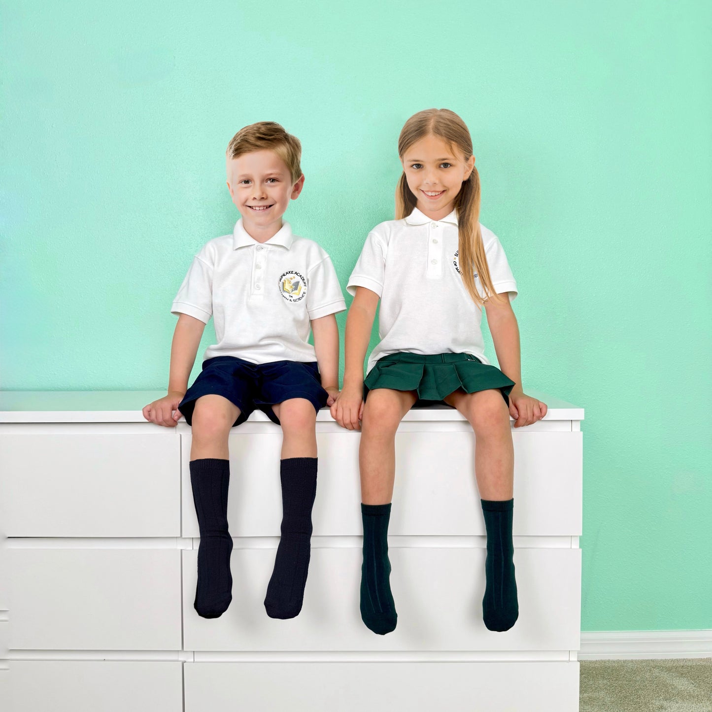 Kids Girls Boys Bamboo Ribbed Crew School Socks