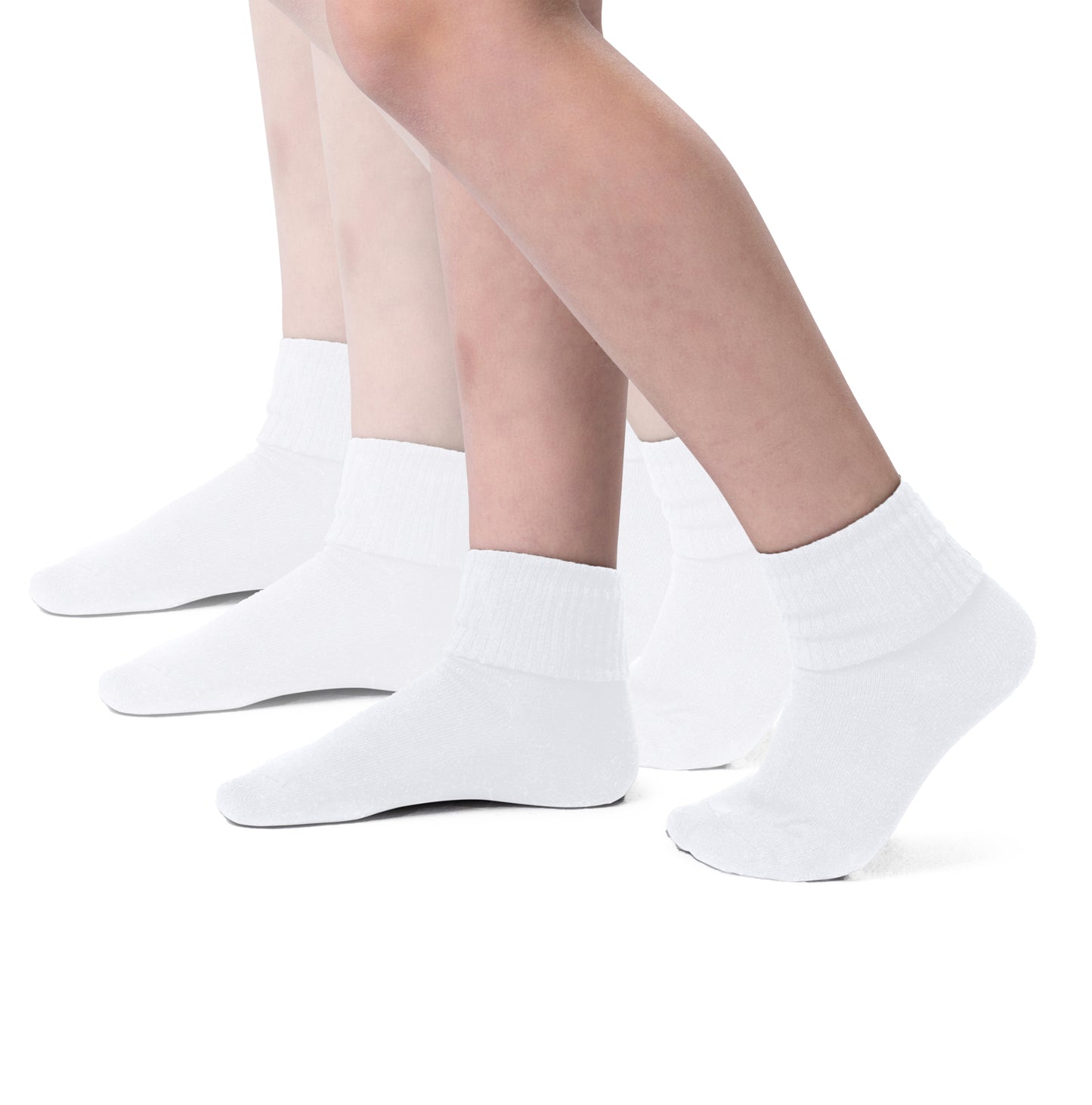 Girls Boys Turn Cuff Bamboo Casual Socks, Triple Roll Dress Crew Socks