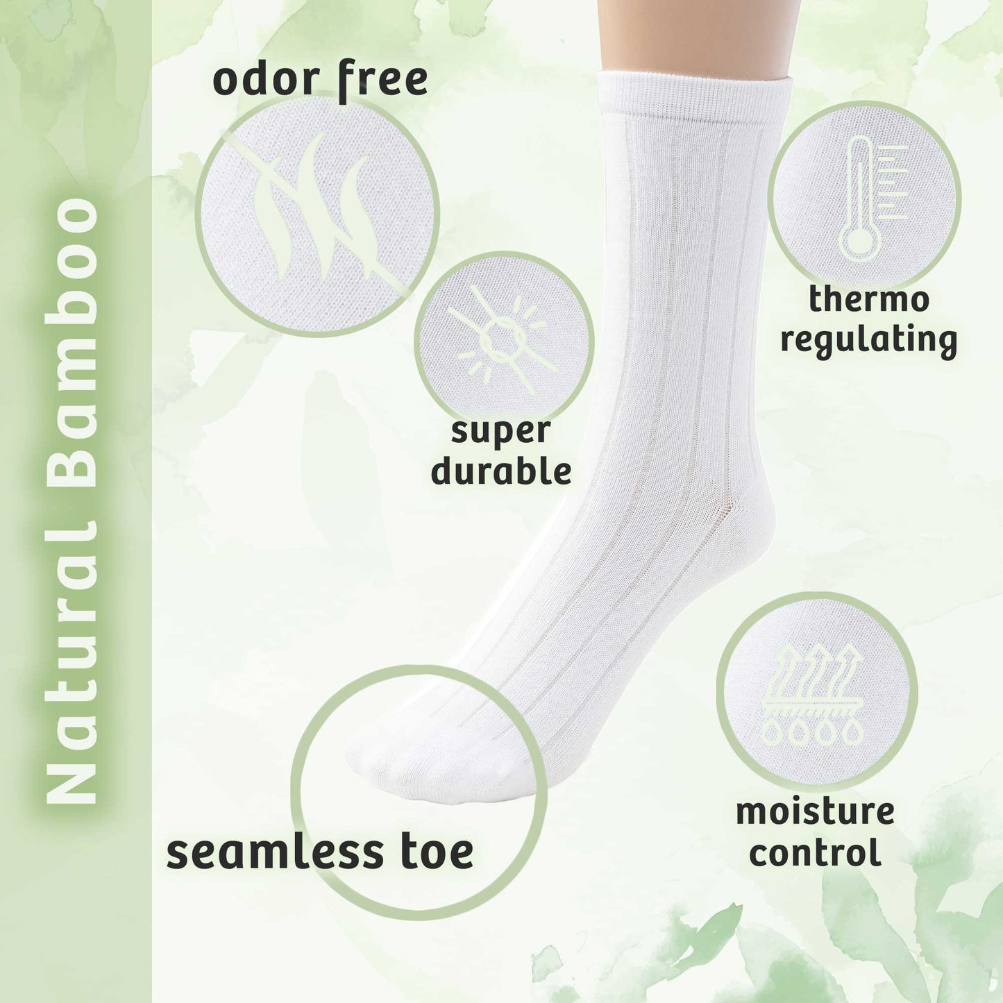 Kids Girls Boys Bamboo Ribbed Crew School Socks