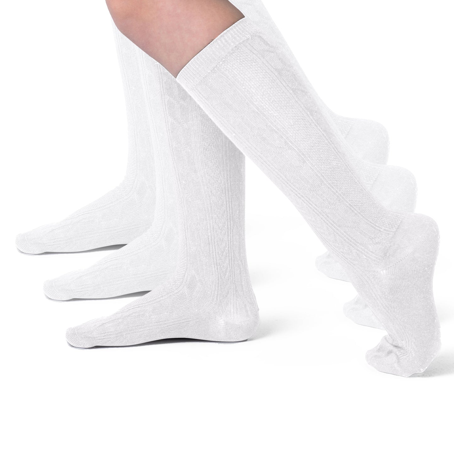 Girls Bamboo Cabled Knee High School Socks- 3 Pairs