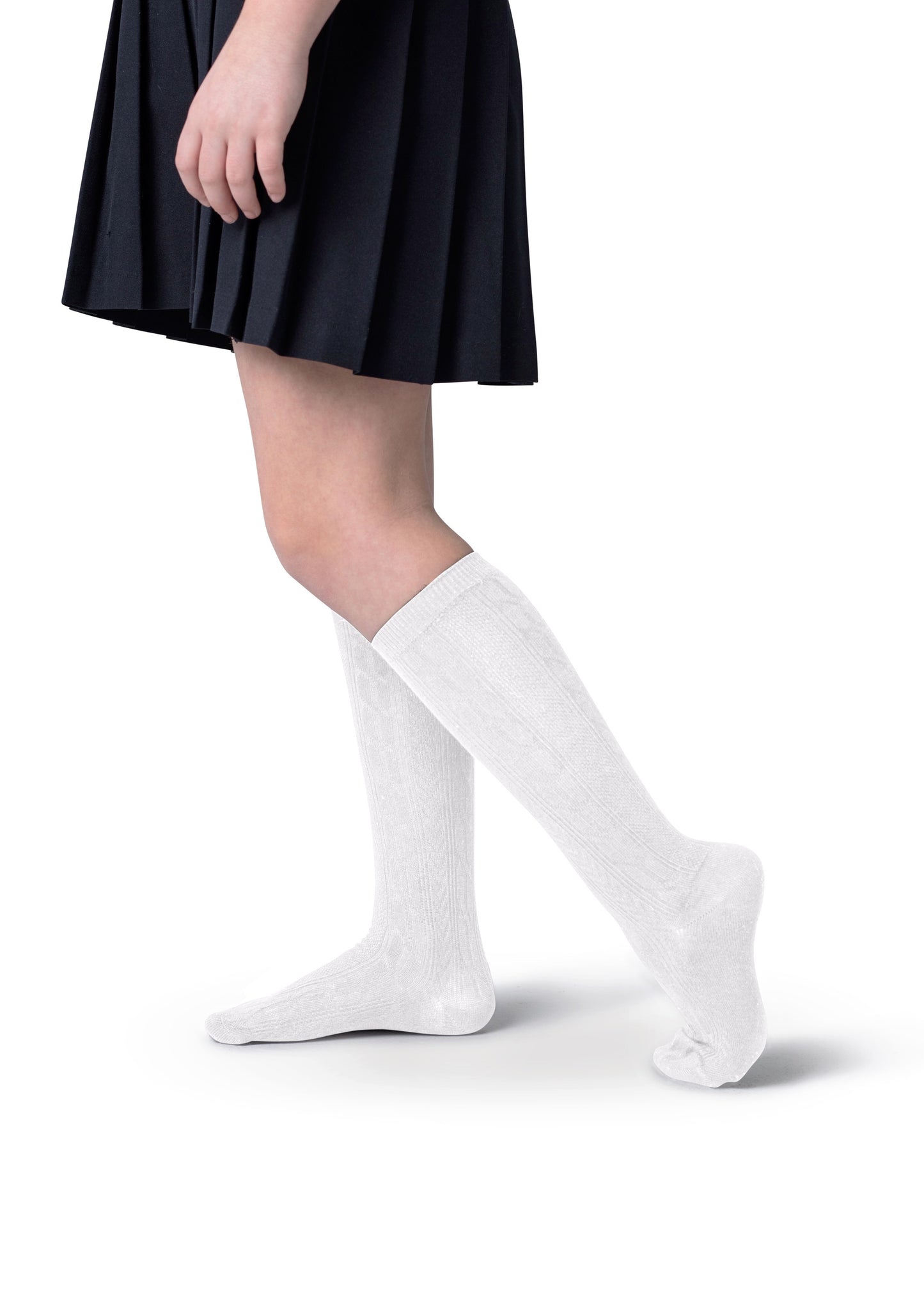 Girls Bamboo Cabled Knee High School Socks- 3 Pairs